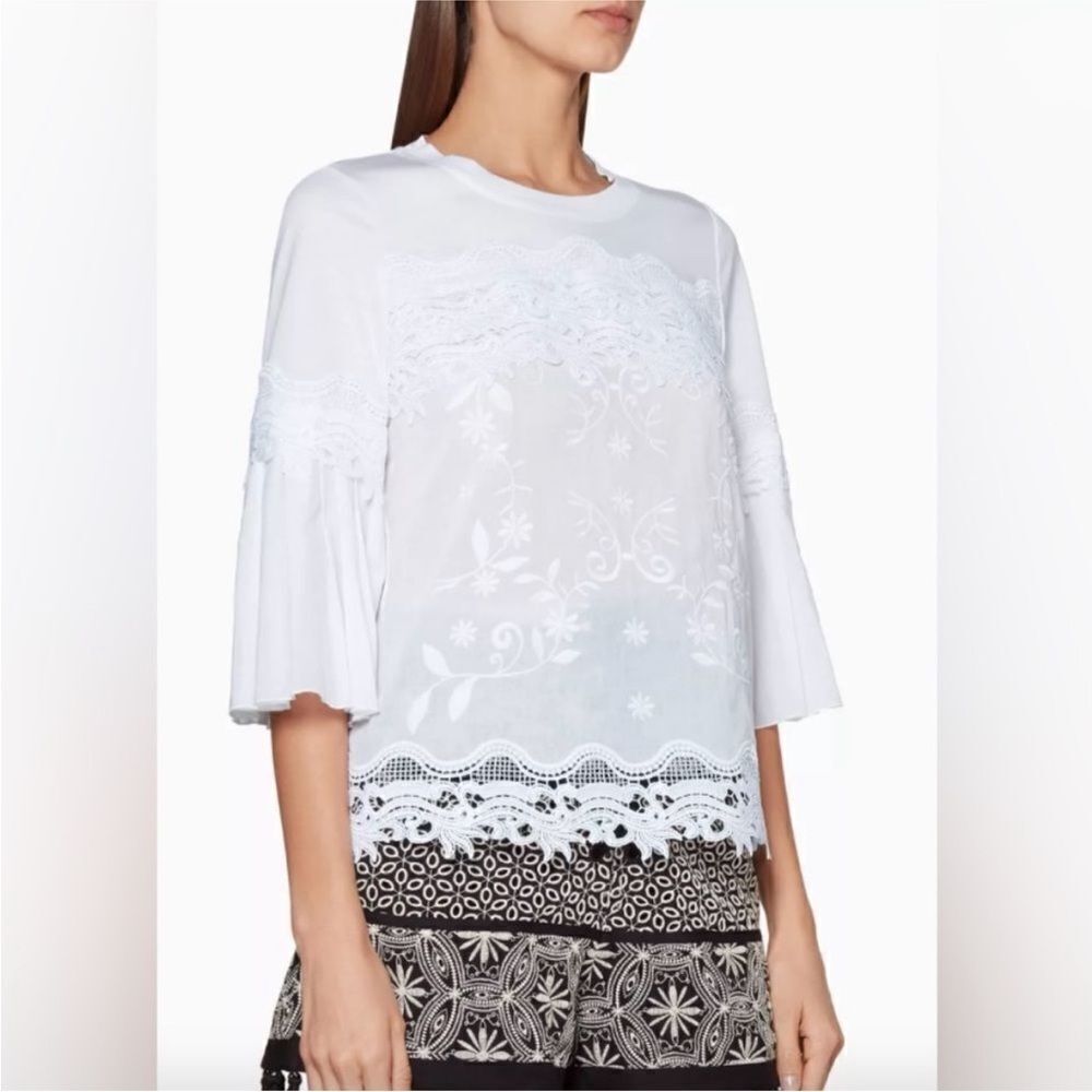 Kobi Halperin White Floral Lace Blouse, XS